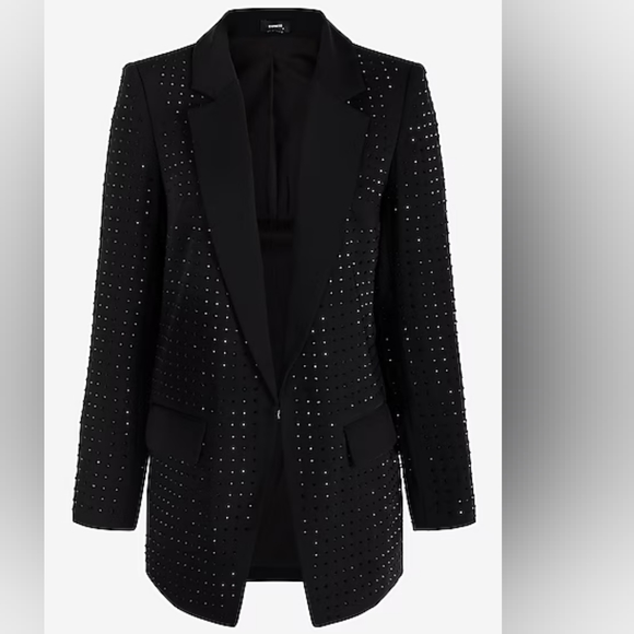 EXPRESS: Rhinestone Studded Notch Lapel Boyfriend Blazer - Picture 5 of 5